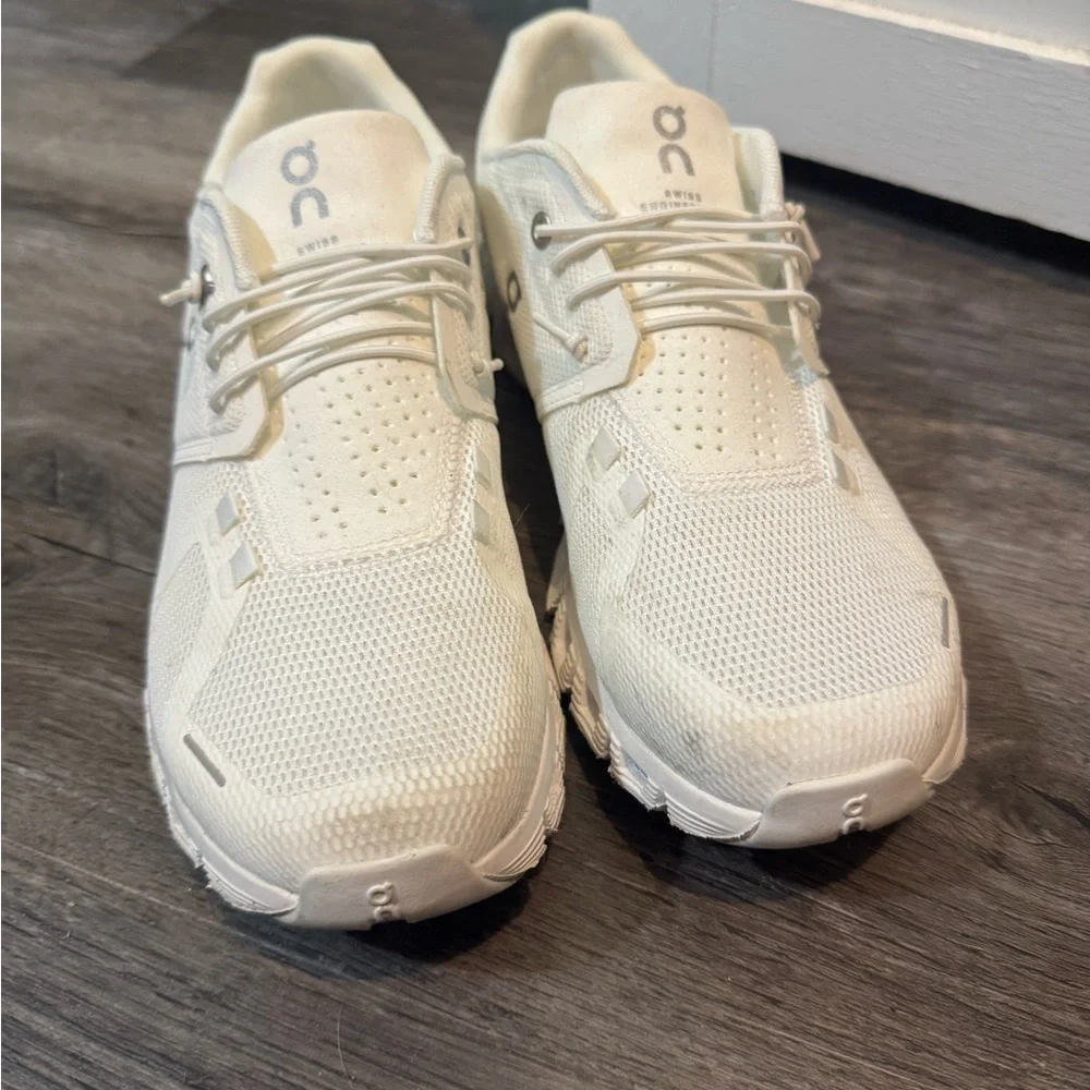 On Running White Athletic Shoes with Cloud Cushioning - Picture 8 of 8